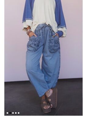 Zyana Wide Leg Pants Denim Blue